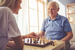 playing chess in a palliative care facility